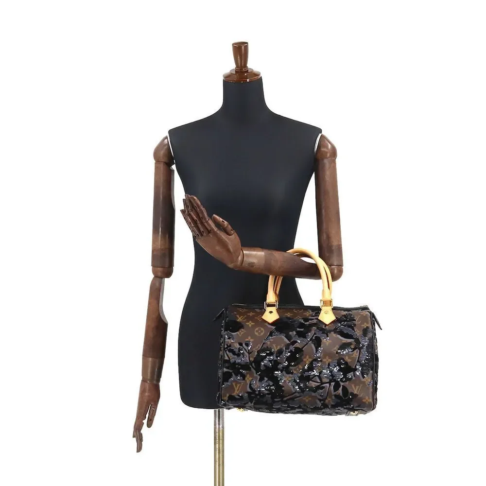 Louis Vuitton Monogram Fleur De Gees Speedy 30 Hand Bag Sequin Brown